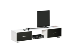 Móvel de Tv 140x30x32cm Branco e Preto para até 60 polegadas, com 2 gavetas e compartimento aberto S/MARCA