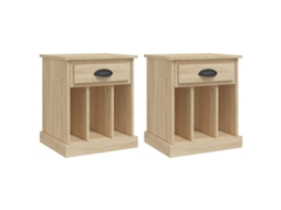Bedside Cabinet, Bedside Cabinets Vidaxl Marrom Madeira Processada (n/a)