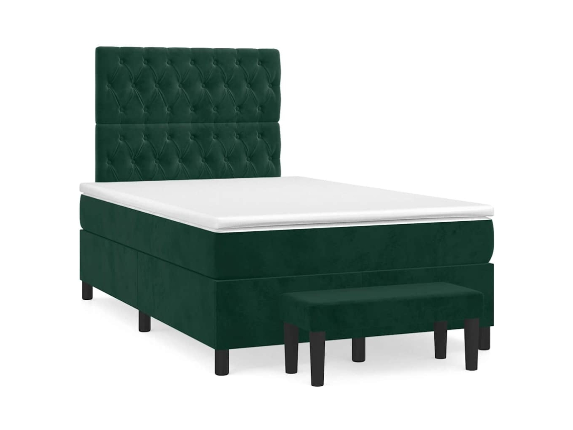Cama Boxspring com Colchão Veludo Verde Escuro MAISON EXCLUSIVE (120x200 cm)