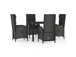 Garden Dining Set, Garden Dining Sets Vidaxl Preto Rattan / Vime (mesa Com 90 Cm De Comprimento)