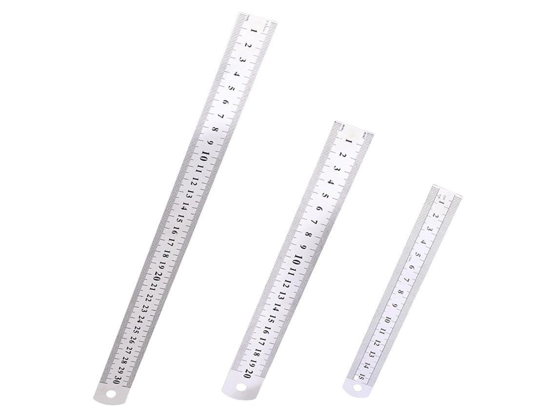 Conjunto De Réguas Metal Com Escala Transparente, Ferramenta De Medição, Réguas De Aço Inoxidável Para Engenharia E
