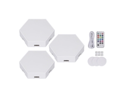 Conjunto de Luzes LED Hexagonais RGB com Controle Remoto e Táctil