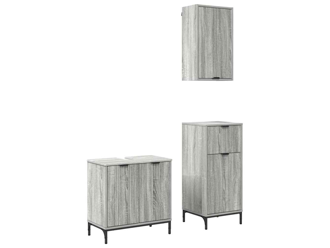 Conjunto de Móveis para Banheiro 3 Pcs Sonoma Cinzento MAISON EXCLUSIVE