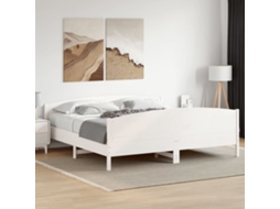 Cama Sem Colchão 200x200 Cm Madeira De Pinho Maciça Branco
