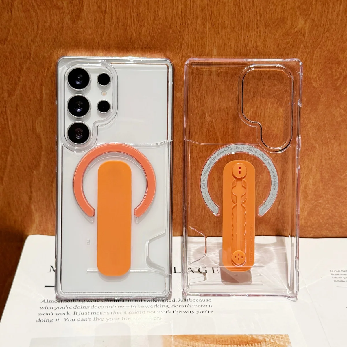 Capa Magnética Para Celular (orange Galaxy S25 Plus) Com Suporte E Design À Prova De Choque Com Cobertura Total.