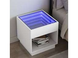Vidaxl Mesa De Cabeceira Com Luzes Led Infinity 50x50x50 Cm Branco