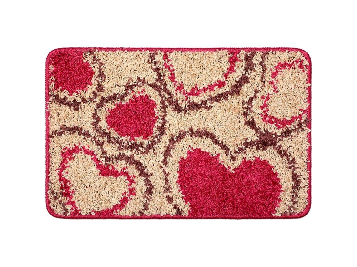 Capacho de entrada com padrão de coração, decorativo, antiderrapante | S/MARCA