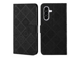 Capa De Couro Para Celular Com Padrão Étnico Em Relevo