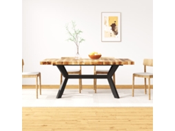 Vidaxl Mesa De Jantar Madeira De Mangueira Maciça + Aço Em Cruz 180 Cm