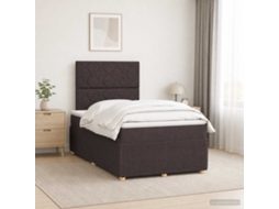 Vidaxl Cama Box Com Led E Colchão Marrom Escuro 120 X 200 Cm Tecido