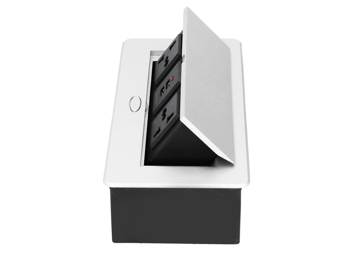 Toma De Energia Elétrica De Chão Com Pop Up, 3 Tomadas E 2 Usb, 250v 13a - Acessório Prático Para Ambientes Modernos