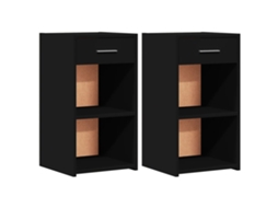 Bedside Cabinet, Bedside Cabinets Vidaxl Preto Madeira Processada (n/a)