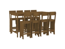 Conjunto de 9 Bar para Jardim Madeira Pinho Maciça Castanho Mel MAISON EXCLUSIVE