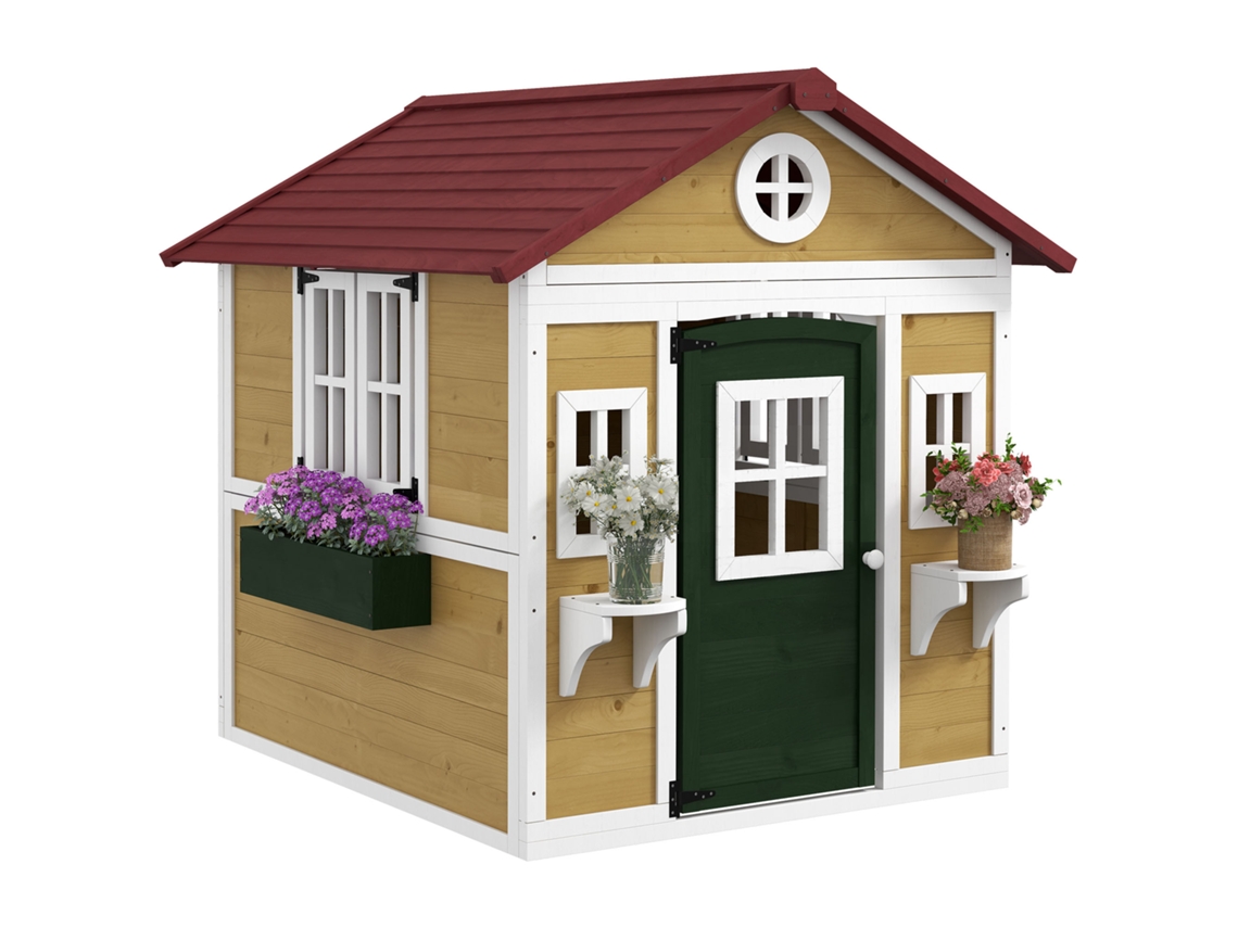 Cabana Infantil Externa C/ Portas Francesas + Vasos, 114x126,4x135cm, Bege