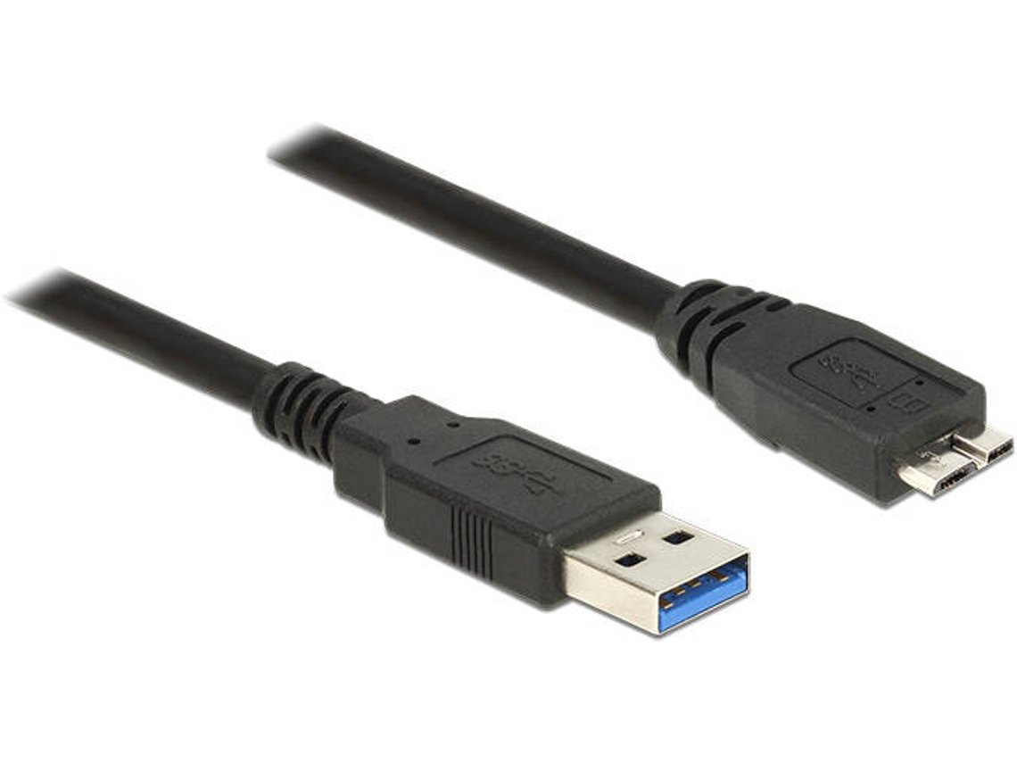 Cabo de Dados DELOCK (USB A - Micro USB B - 5 m - Preto)