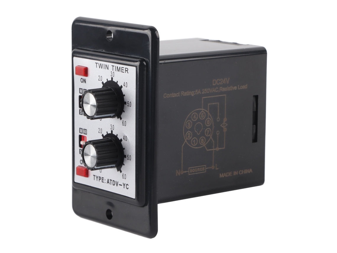 Relé Timer Duplo Controle De Botão Chave De Tempo Atdv-yc 6s-60m (dc 24v)