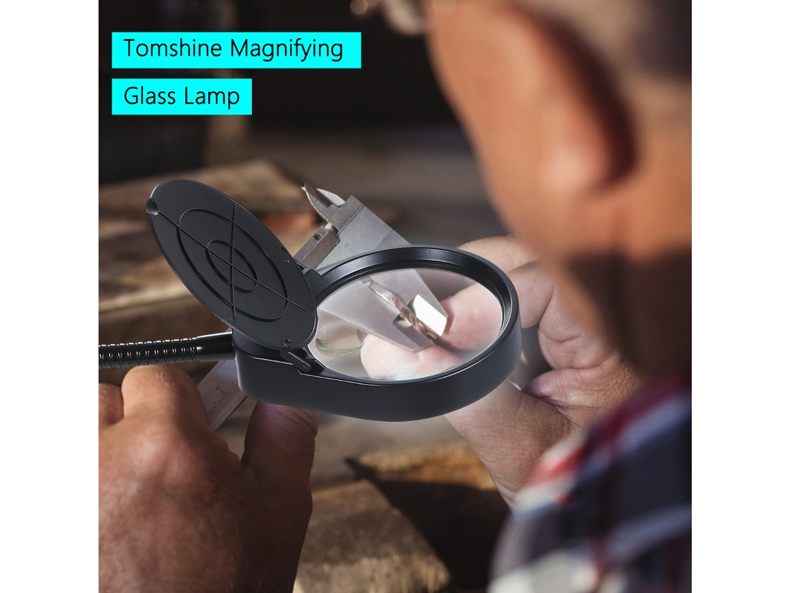 Rebe-lâmpada Lupa Tomshine 3x/10x Com Pinça Metálica 38leds Luz Branca Ajustável Pescoço Flexível Para Leitura E Manuais