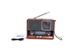 Rádio Vintage Mali com Relógio Lanterna Bluetooth para Casa e Viagem