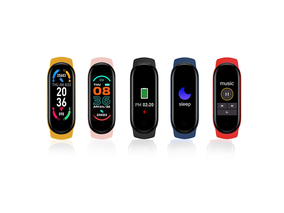 Mali relógio Inteligente M6 Monitor de Frequência Cardíaca Sono Tela Colorida 0.96in Ip67 Resistente À Água Pulseira Esportiva