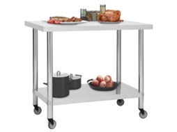 Mesa de Cozinha com Rodas Aço Inoxidável 80x60x85 cm MAISON EXCLUSIVE