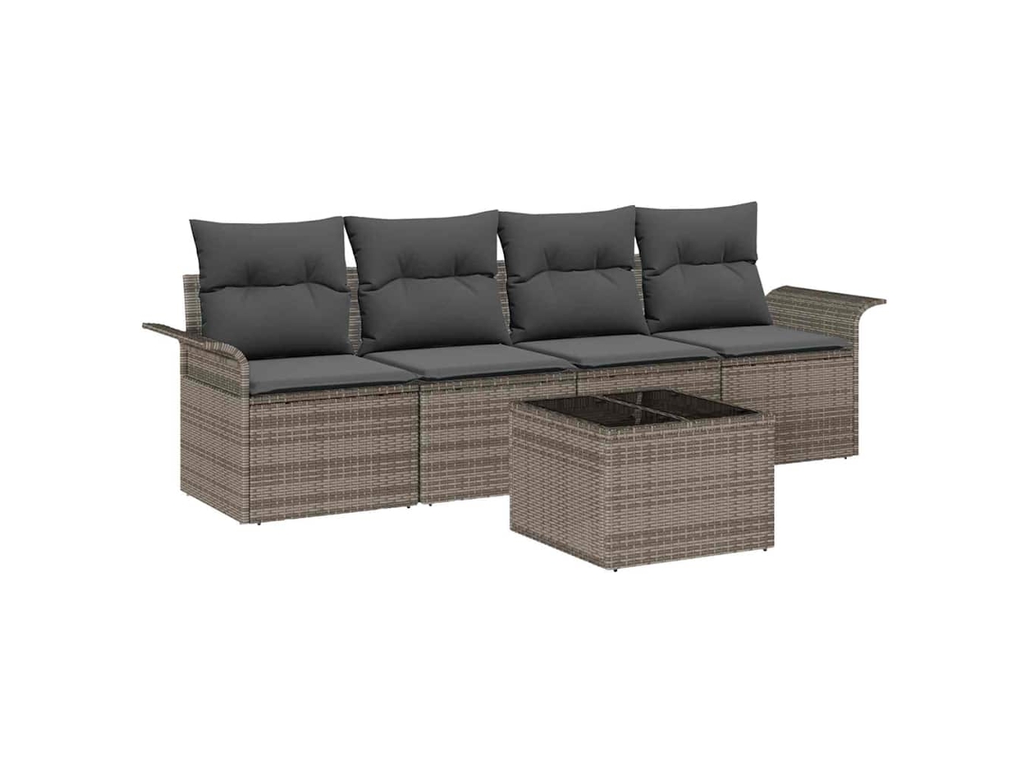 Maison Exclusive - Conjunto De Sofá De Jardim Com Travesseiro 5 Pcs Cinzeto Vime Pe