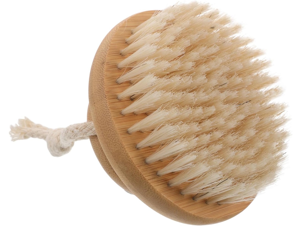 Escova Esfoliante Corporal De Bambu Com Cabo Ergonômico Para Escovação A Seco E Limpeza No Banho