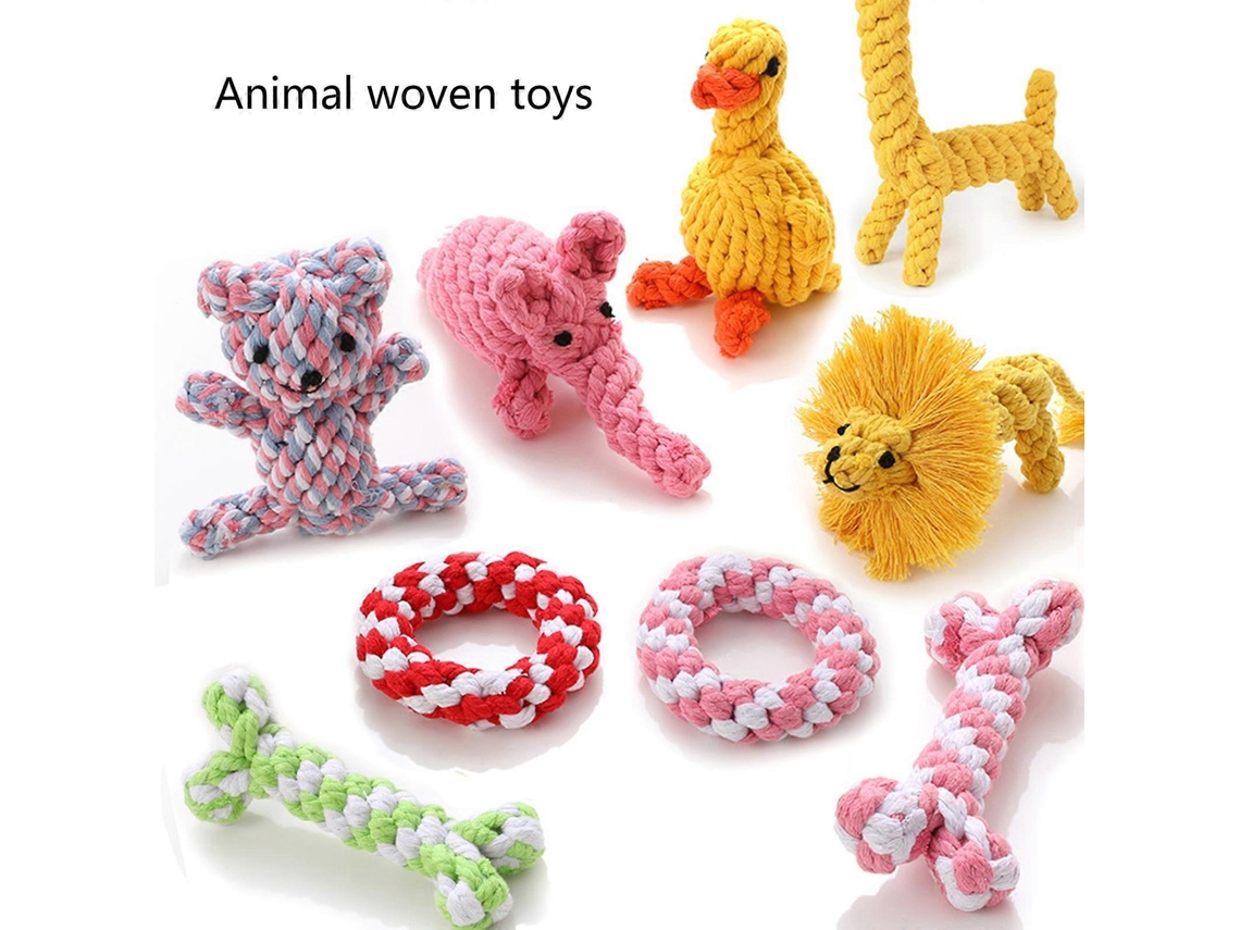 Brinquedo De Morder Para Cães Em Corda De Algodão Com Forma De Osso