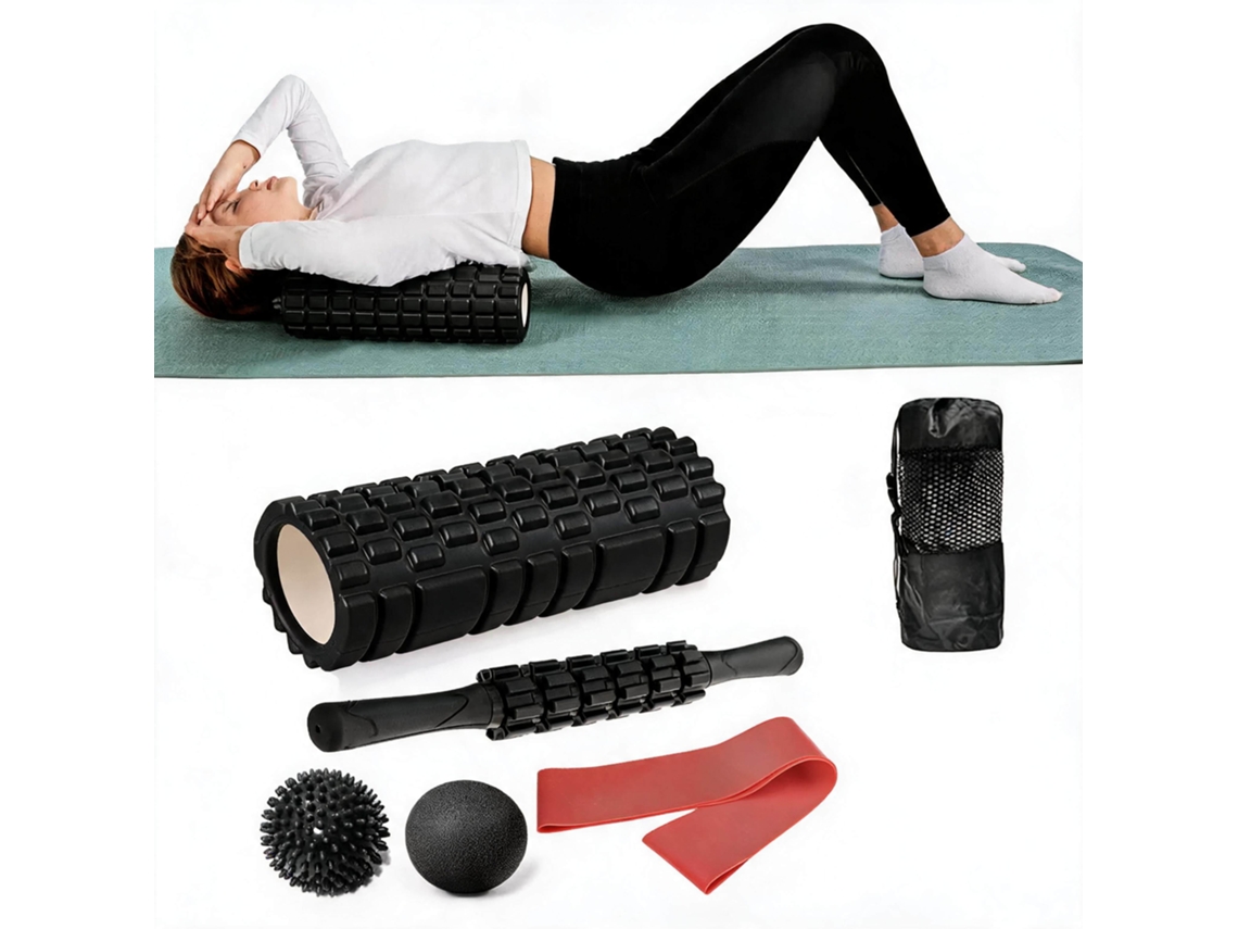 Rolo De Massagem Muscular, 5 Em 1 Para Profunda Nos Tecidos 33cm Digitallab (preto)