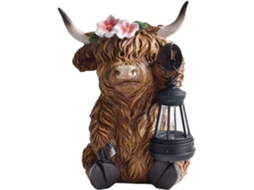 Estatueta de Vaca Das Terras Altas para Decoração de Jardim Luminária Decorativa em Estilo Fazenda de Primavera, CHABERLU