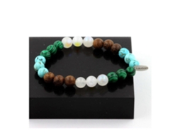 Pulseira De Contas De Pedra Da Lua Turquesa Malaquita Madeira 8 Mm Nostalgia88