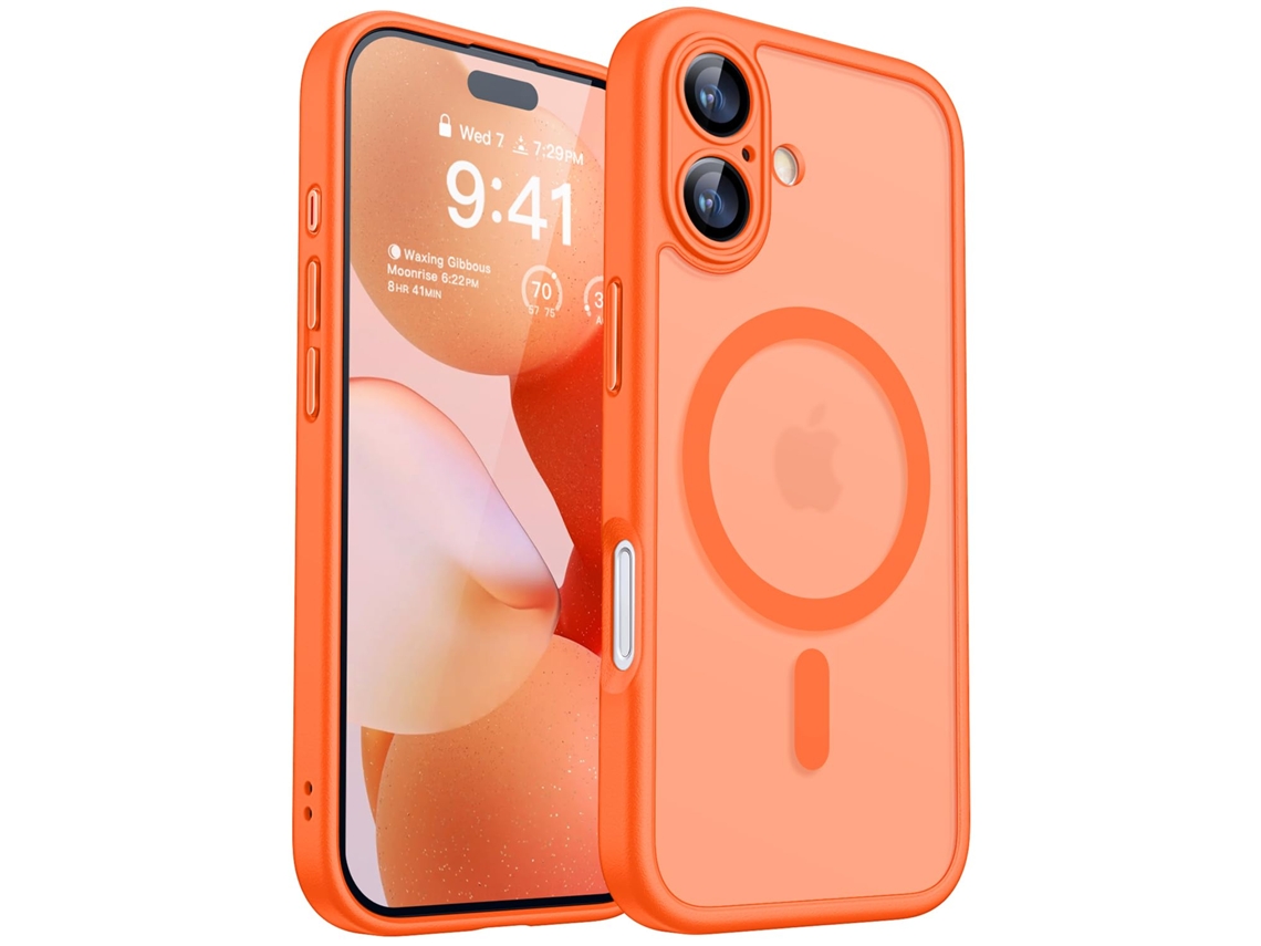 Capa Magnética Para Iphone 17 (6,3 Polegadas), Capa Protetora À Prova De Choque, Laranja.