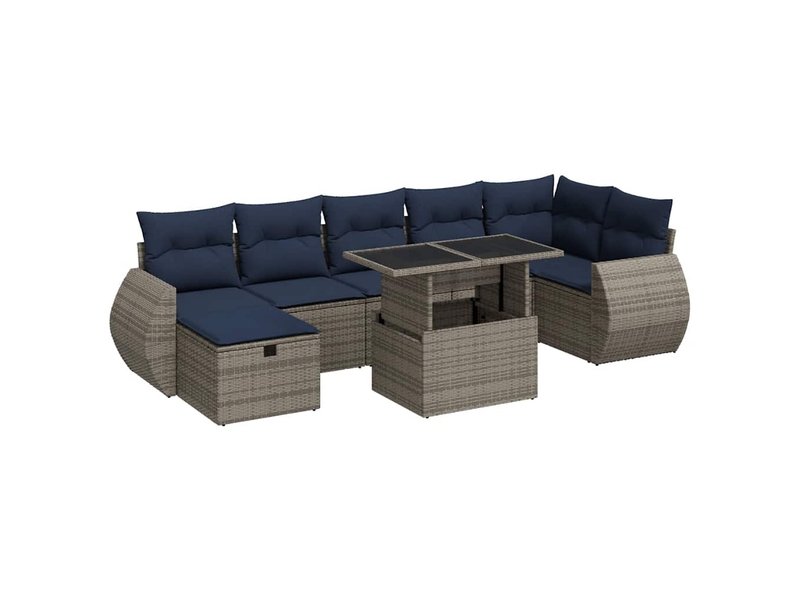 Conjunto de 8 Sofás Jardim com Almofadões Vime Pe/acácia Cinzento MAISON EXCLUSIVE (8 pcs)