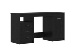 Vidaxl Mesa Com Gaveta 2 Unid. Carvalho Preto 140 X 50 X 76 Cm
