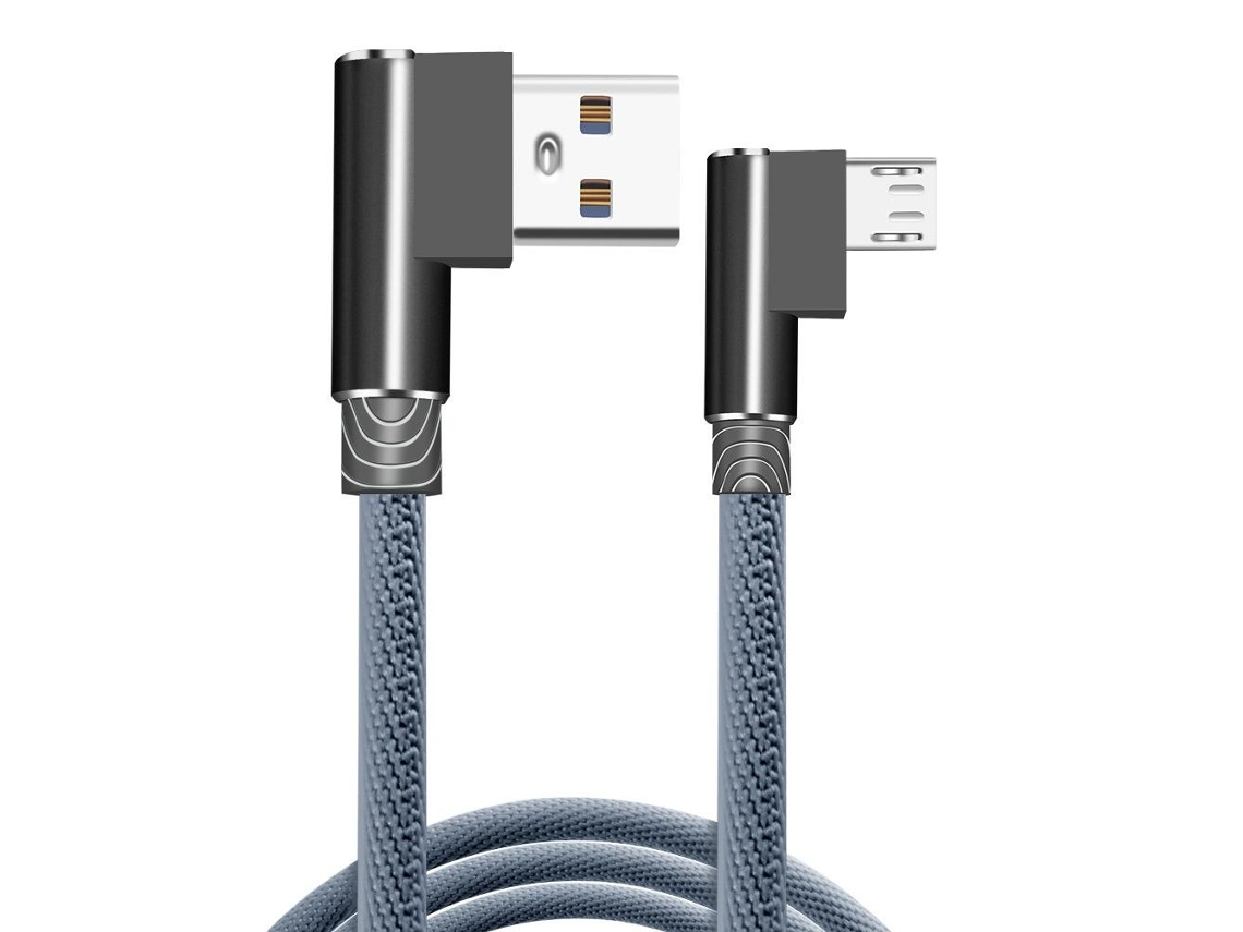 Cabo De Carregamento Angular De 90 Graus Usb A Para Usb C / Iphone Light Cinza (micro Usb) Cinza Brilvibera (micro Usb)