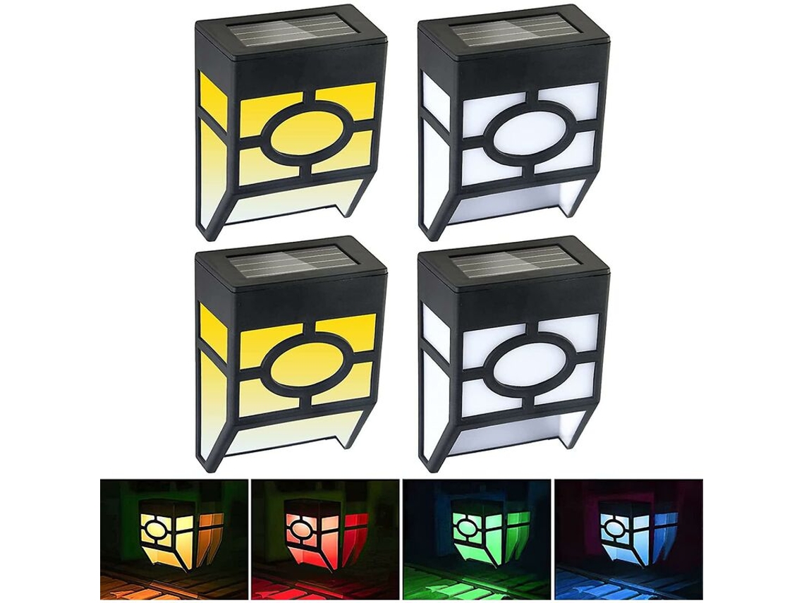 Conjunto de 4 Luzes Solares para Cerca Externa Apliques Led À Prova D'Água