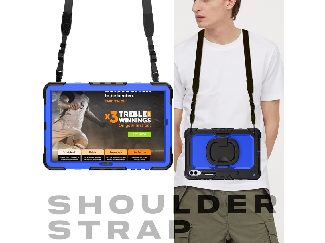 Capa Para Tablet Lurelia, Para Samsung Galaxy Tab S6lite 10.4 P610 Pulseira 2 Em 1 Anti Queda, Azul Escuro, Suporte Giratório