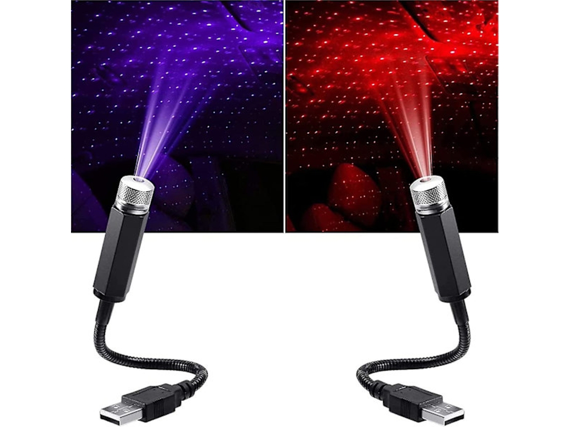 2 Mini Lâmpadas de Projeção Led Céu Estrelado Usb, Lâmpada de Projeção Estrelas Portátil Ideal para Carro, Casa e Festas BRILVIBERA