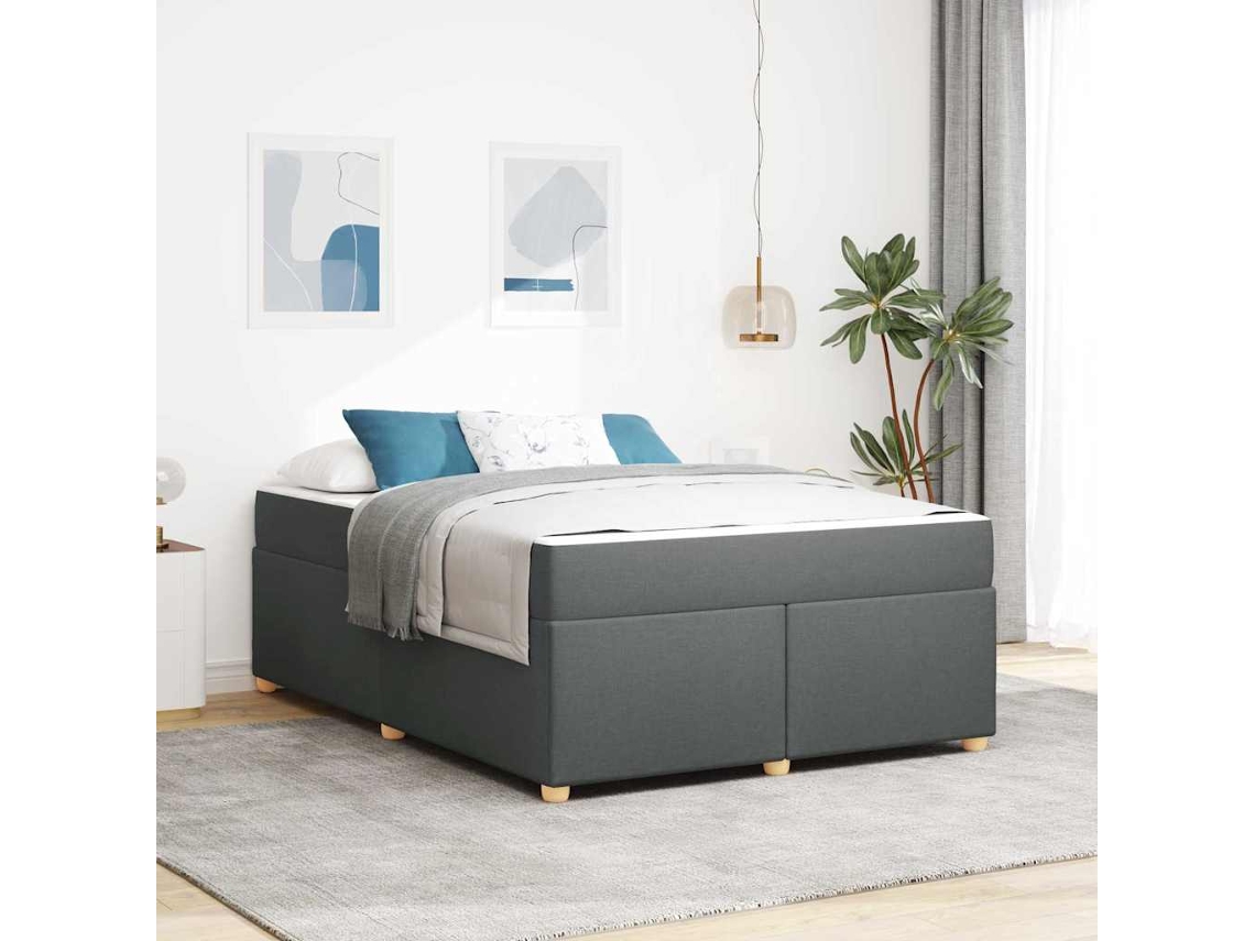 Vidaxl Estrutura Da Cama Com Colchão Cinza Escuro 140 X 200 Cm Tecido