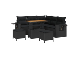 Conjunto 9 Móveis De Jardim Vidaxl Preto Vime Pe (219 X 219 X 85 Cm)