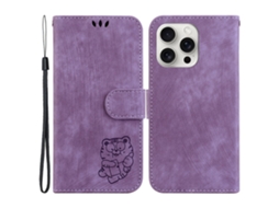 Capa Em Couro Pu Com Suporte Para Iphone 16 Pro Max - Roxo