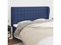 Vidaxl Cabeceira De Cama C/ Abas Tecido 183x23x118/128 Cm Azul