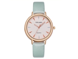 Relógio de Pulso Feminino Simples de Quartzo com Cinto de Couro Pu Verde