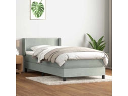 Vidaxl Cama Com Molas/colchão Cinzento-claro 90x220 Cm Veludo