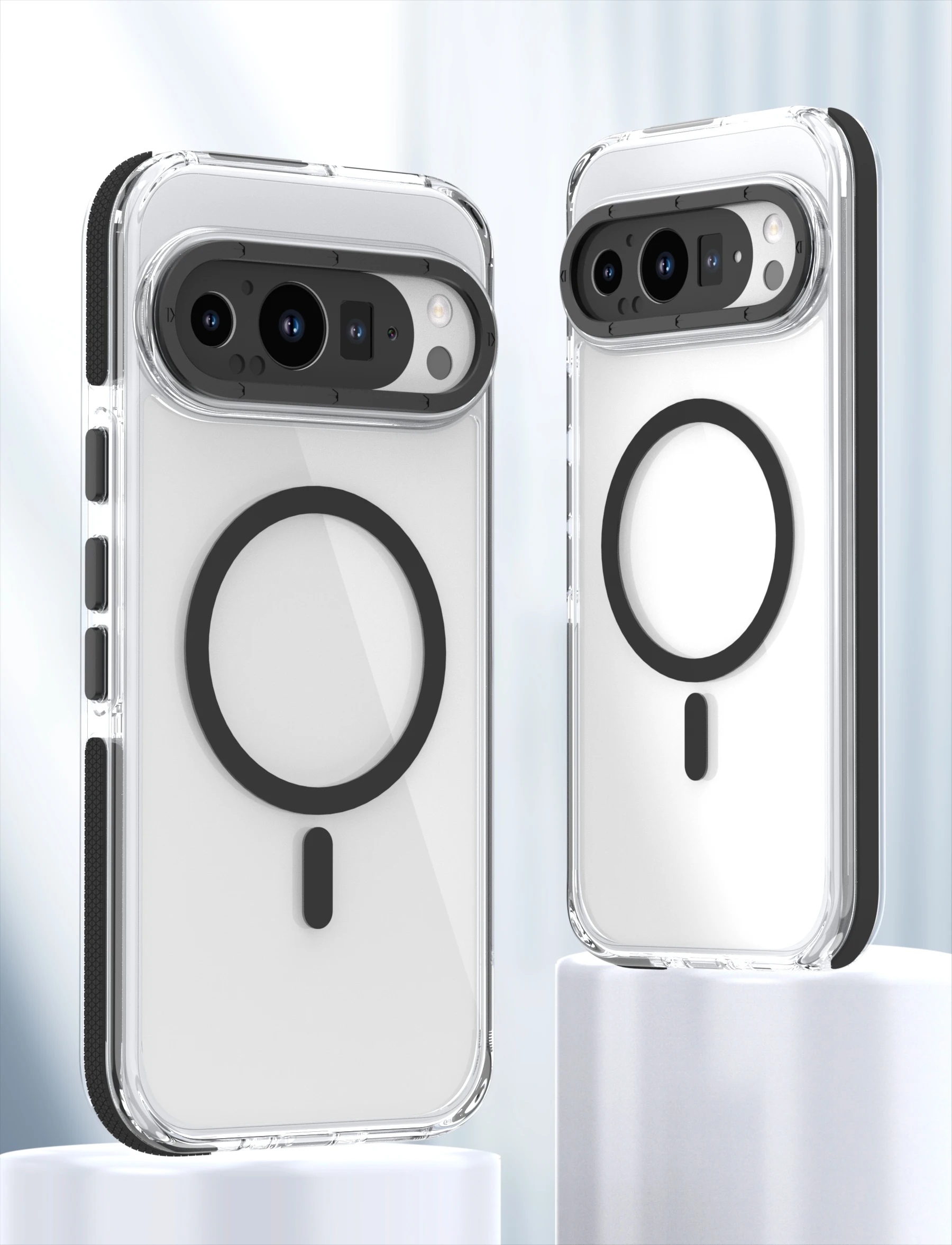 Capa Transparente Para Celular (pixel 9 Pro Xl 5g, Preta),compatível Com Carregamento Sem Fio Magnético Magsafe, Capa Protetora À Prova De Choque.