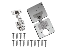 Dobradiça Para Porta De Armário Acessório De Reparação Instalação Fácil Aço Inoxidável 3,9x3,5 (2 Placas 1 Dobradiça 16 Parafusos)