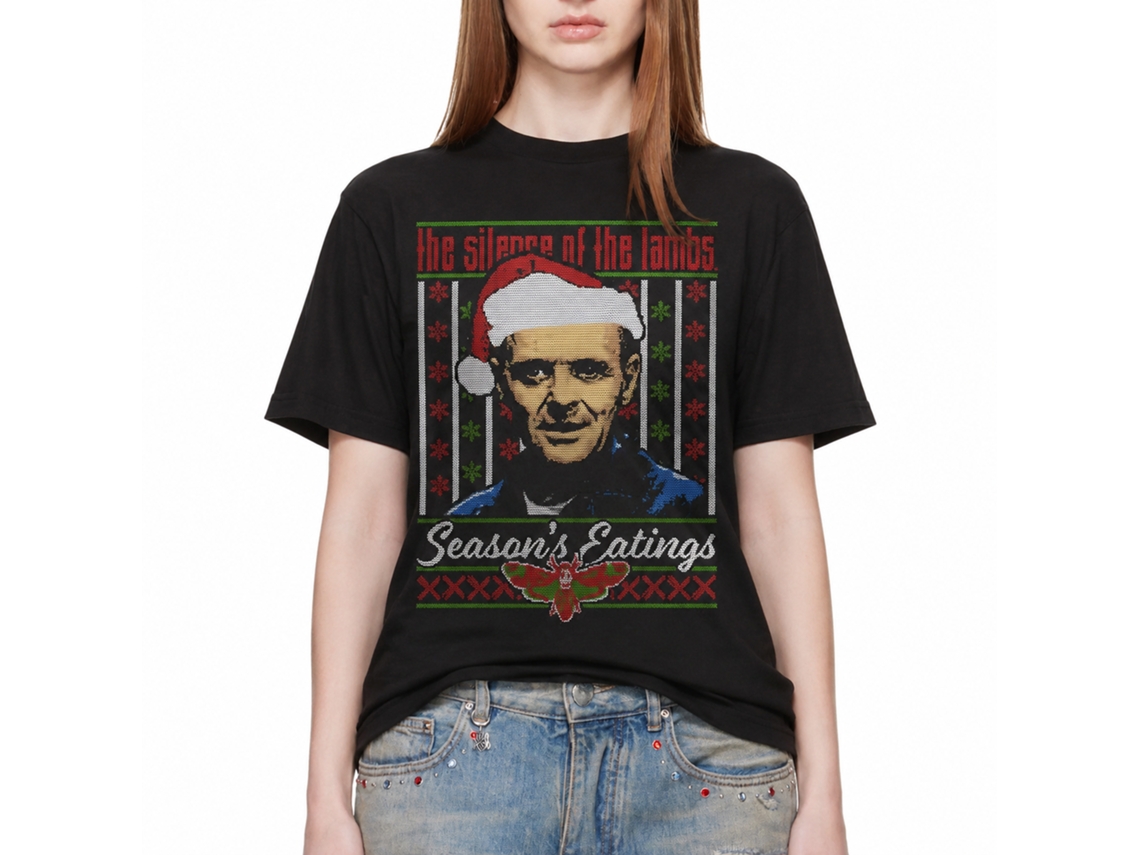 Rockinstone Silence Of The Lambs Movie Silence Lecter Ugly Sweater Black Adult T-shirt Size:xxxl