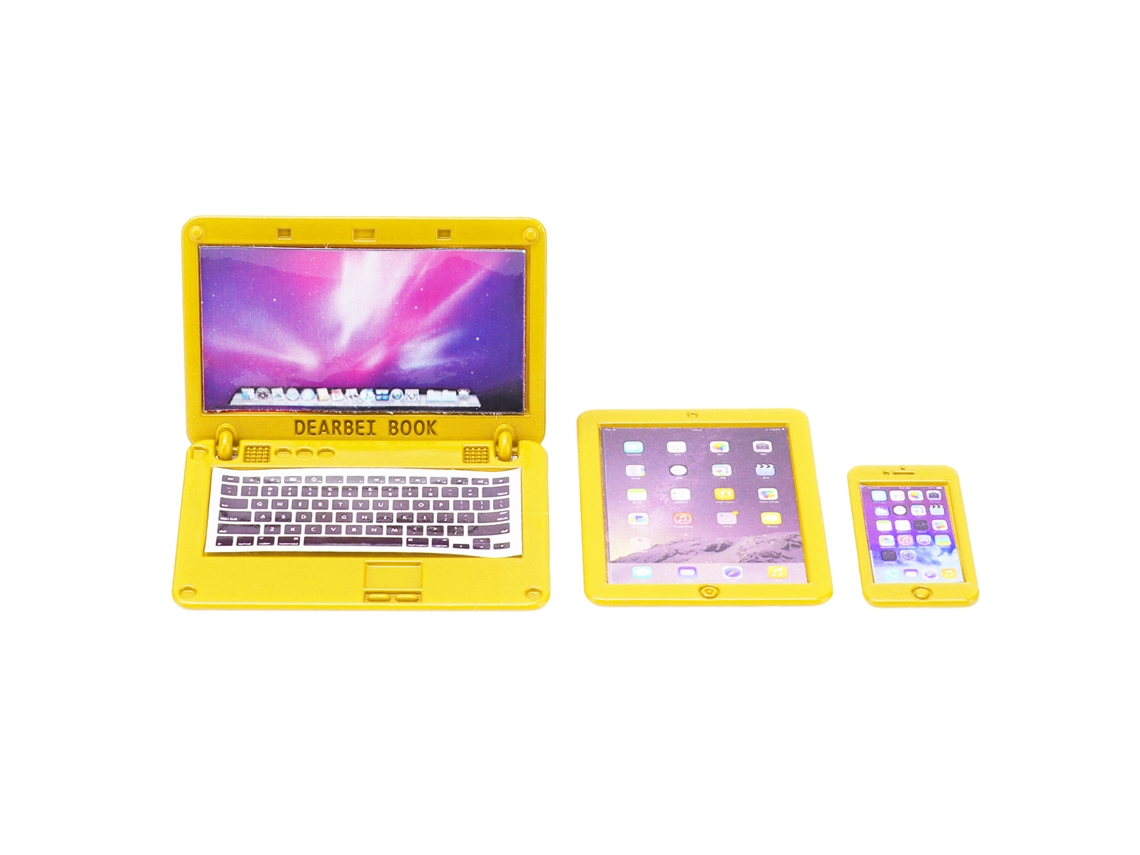 Ats 3 Peças Conjunto Acessórios Casa de Bonecas Mini Laptop Tablet Telefone Móvel para Bonecas 1/6 1/12 Doolspj 500 xh 03