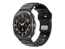Pulseira De Borracha Fluorocarbonada Com Fecho Reverso E Conector Preto Para Samsung Galaxy Watch Ultra 47mm