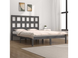 Vidaxl Estrutura De Cama 200x200 Cm Pinho Maciço Cinzento