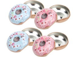 Hanabass Conjunto De 4-latas Em Formato Rosquinha Para Doces E Guloseimas, Design Criativo E Portátil, Ideal Para Festas